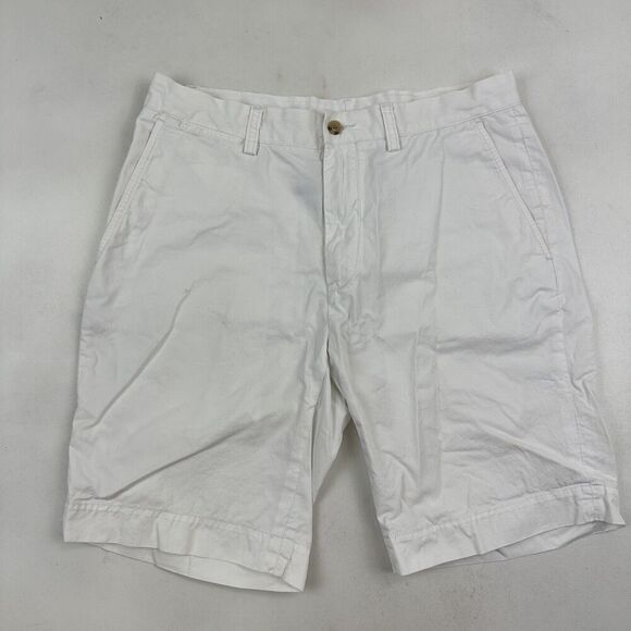 Polo by Ralph Lauren White Chino Shorts Sz 32 Pima Cotton 9.5" Inseam Flat Front - Picture 2 of 7